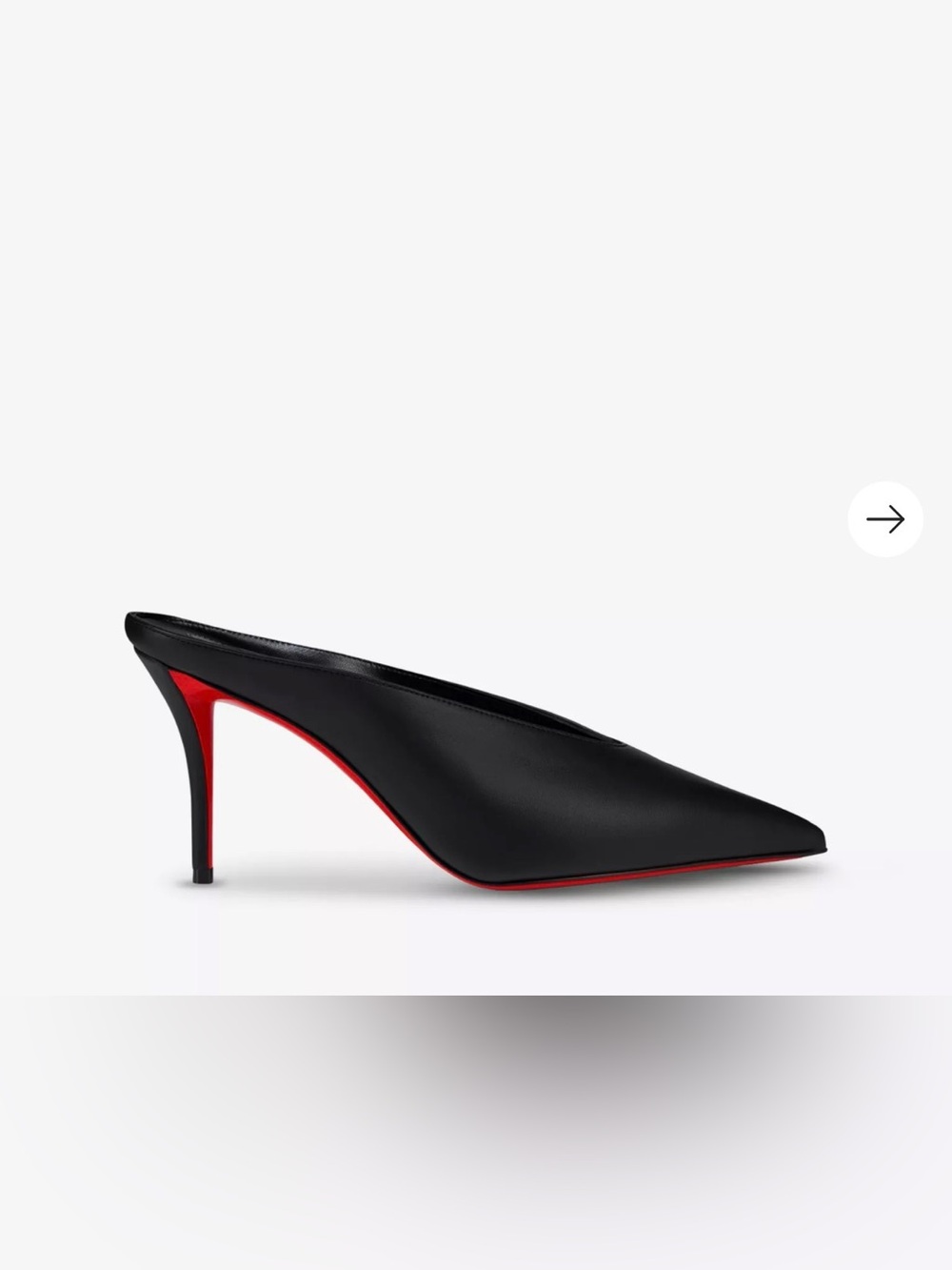 Christian Louboutin Black Leather Pointed Mule with Red Sole